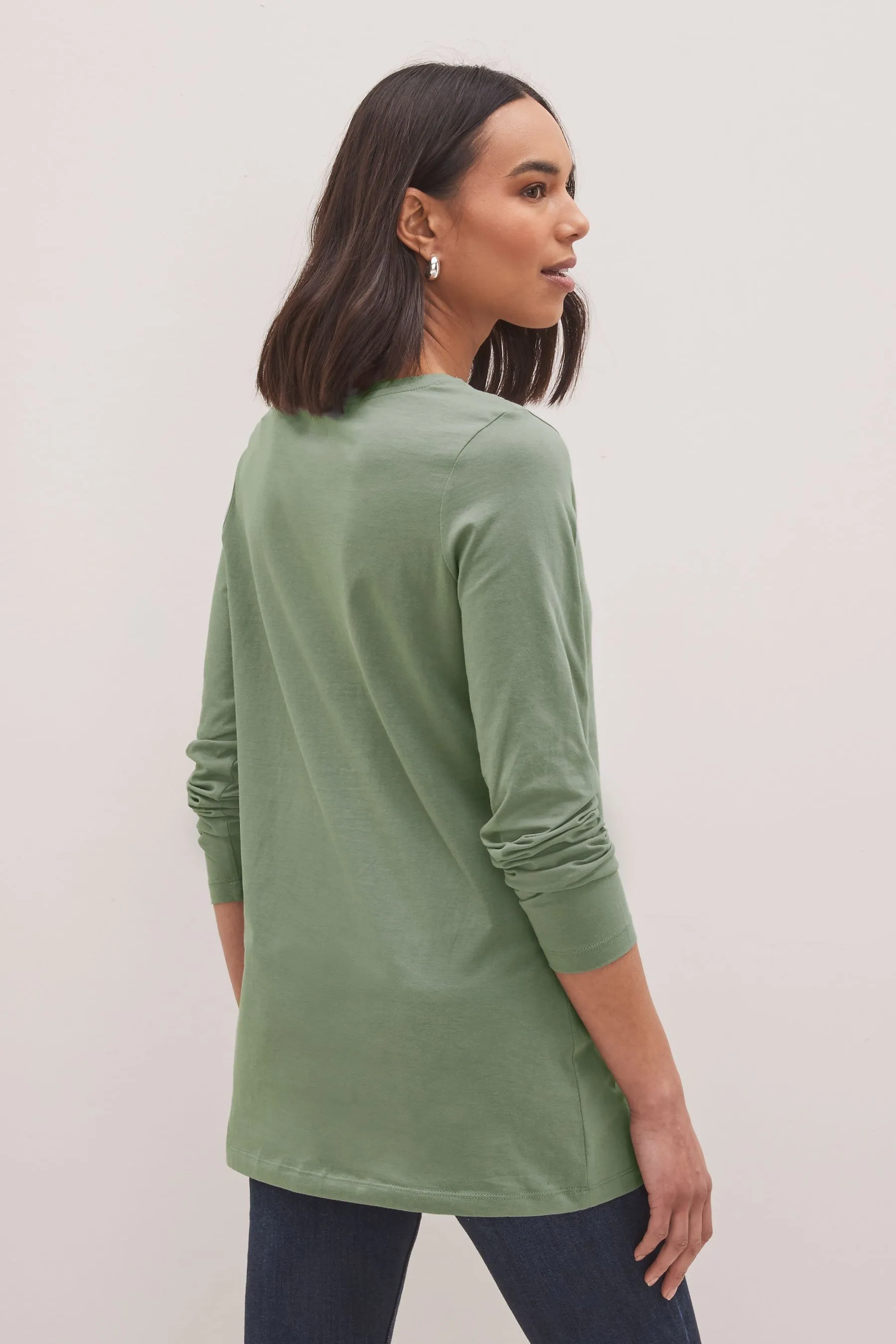 100% Cotone Top Manica Lunga Alto    