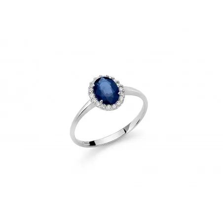 Anello in oro con diamanti e Zaffiro Blu