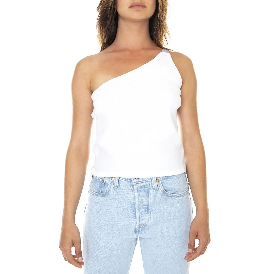 ARIES Rib Asymetric - Canotta Donna Bianca    