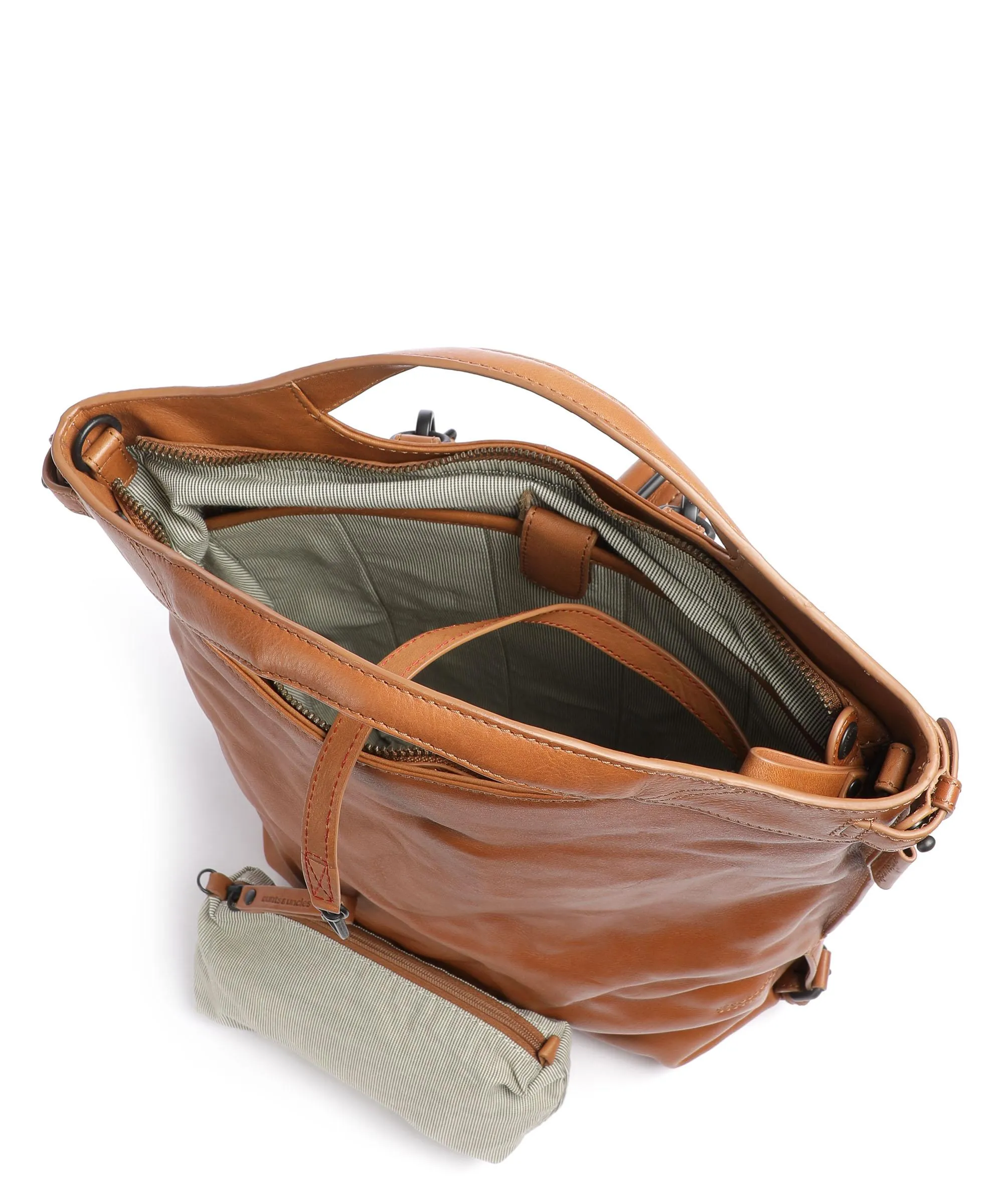  Aunts & Uncles Grandma's Luxury Club Mrs. Cronut Borsa a zainetto 13″ pelle di vacchetta grana caramello  