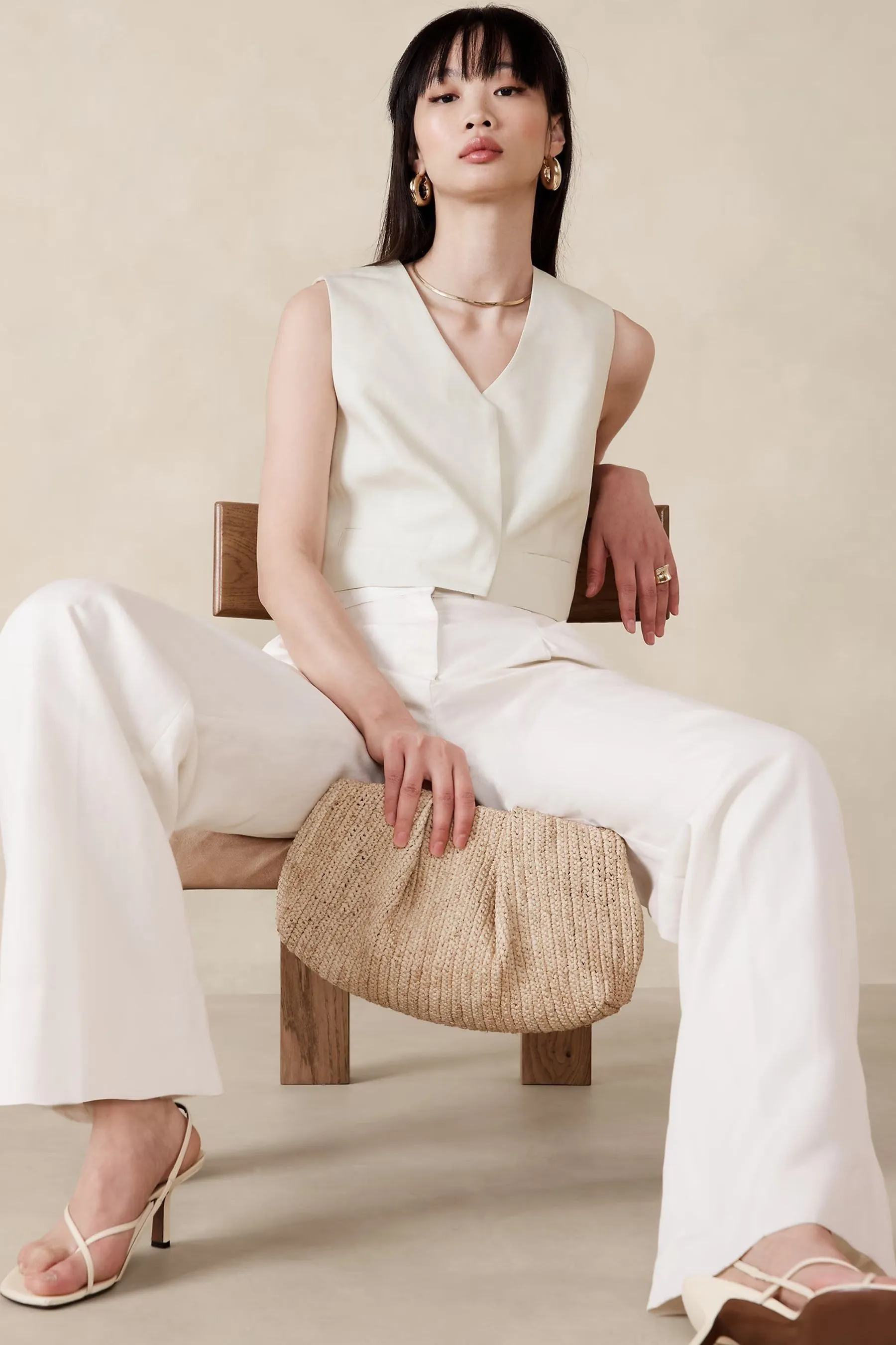 Banana Republic - Canotta in Corto di lino e tencel    
