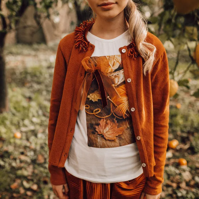 CARDIGAN CALDO COTONE CON FRANGE