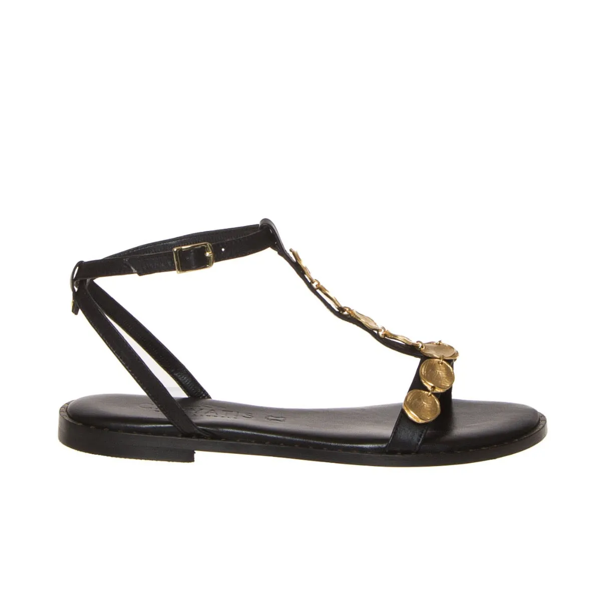 CARYATIS SANDALO 621707 NERO MEDAGLIE ORO  