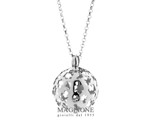 Catena lunga 100 cm con ciondolo Chiama Angeli in argento 925% rodiato bianco