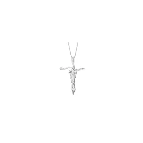 Ciondolo croce Duisburg in oro bianco 18k con diamanti naturali e vvs