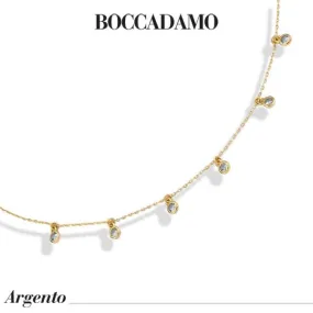 Collana placcata oro giallo con zirconi acquamarina    