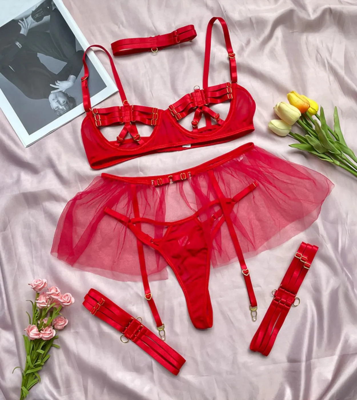 Ellolace Lingerie Porn Sissy Intimate  Hot Hollow Out Female Underwear Fancy Langerie Body G String Thongs  Costumes