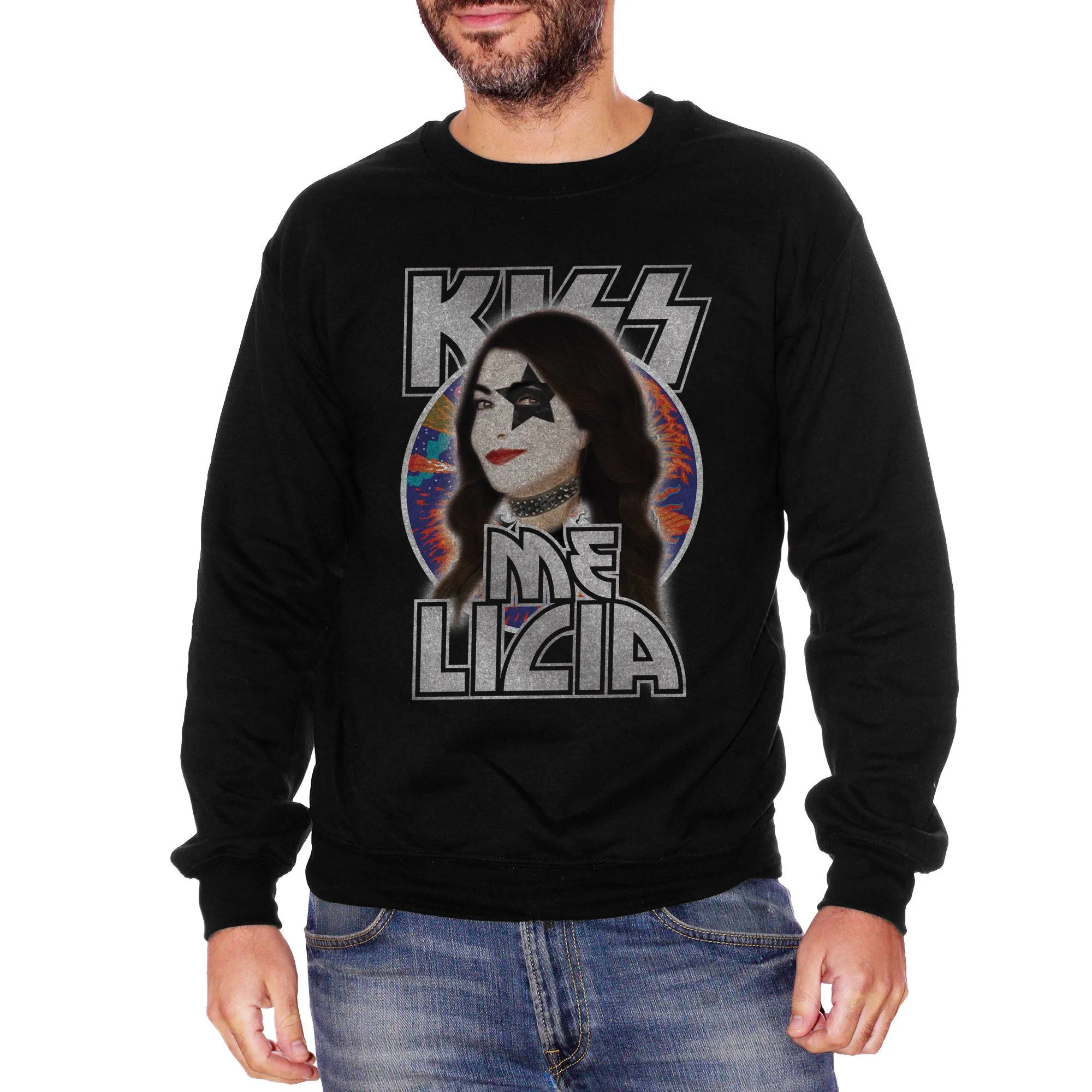 Felpa Girocollo Cristina Davena Kiss Me Licia Rock And Roll Star - FAMOSI