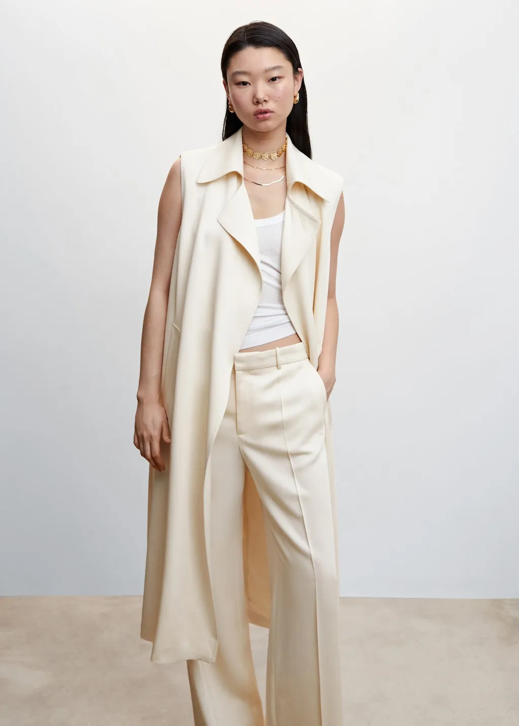 Gilet lungo revers
