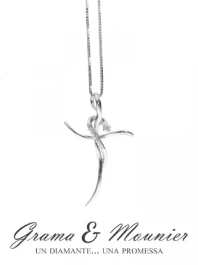 Girocollo con Croce Grama & Mounier con Diamanti da 0.06ct in oro bianco 18kt GM074