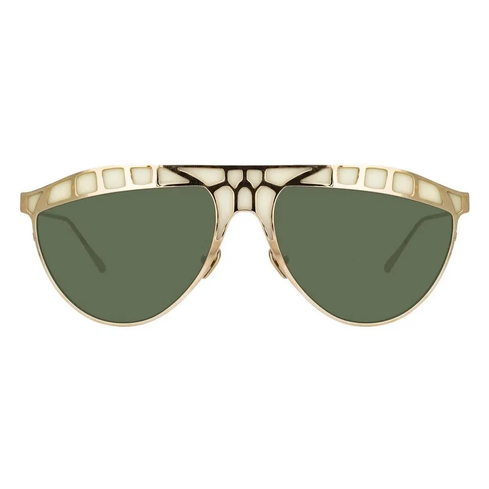 Linda Farrow - Occhiali da Sole Aviator Huston in Oro Chiaro - LFL1005C4SUN - Linda Farrow Eyewear