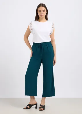 Pantalone cropped in crêpe donna