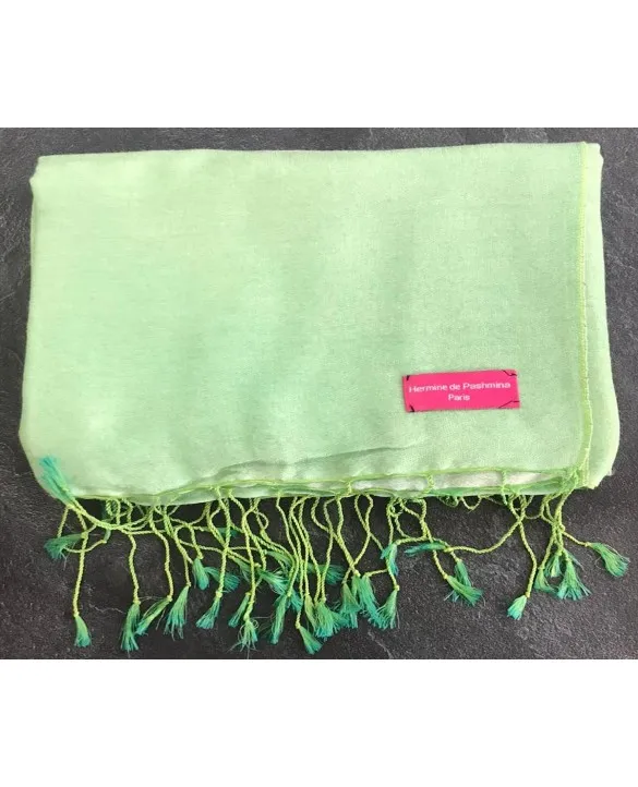 Pashmina in seta Glicine e notte Verde e verde chiaro 40 x 160 cm