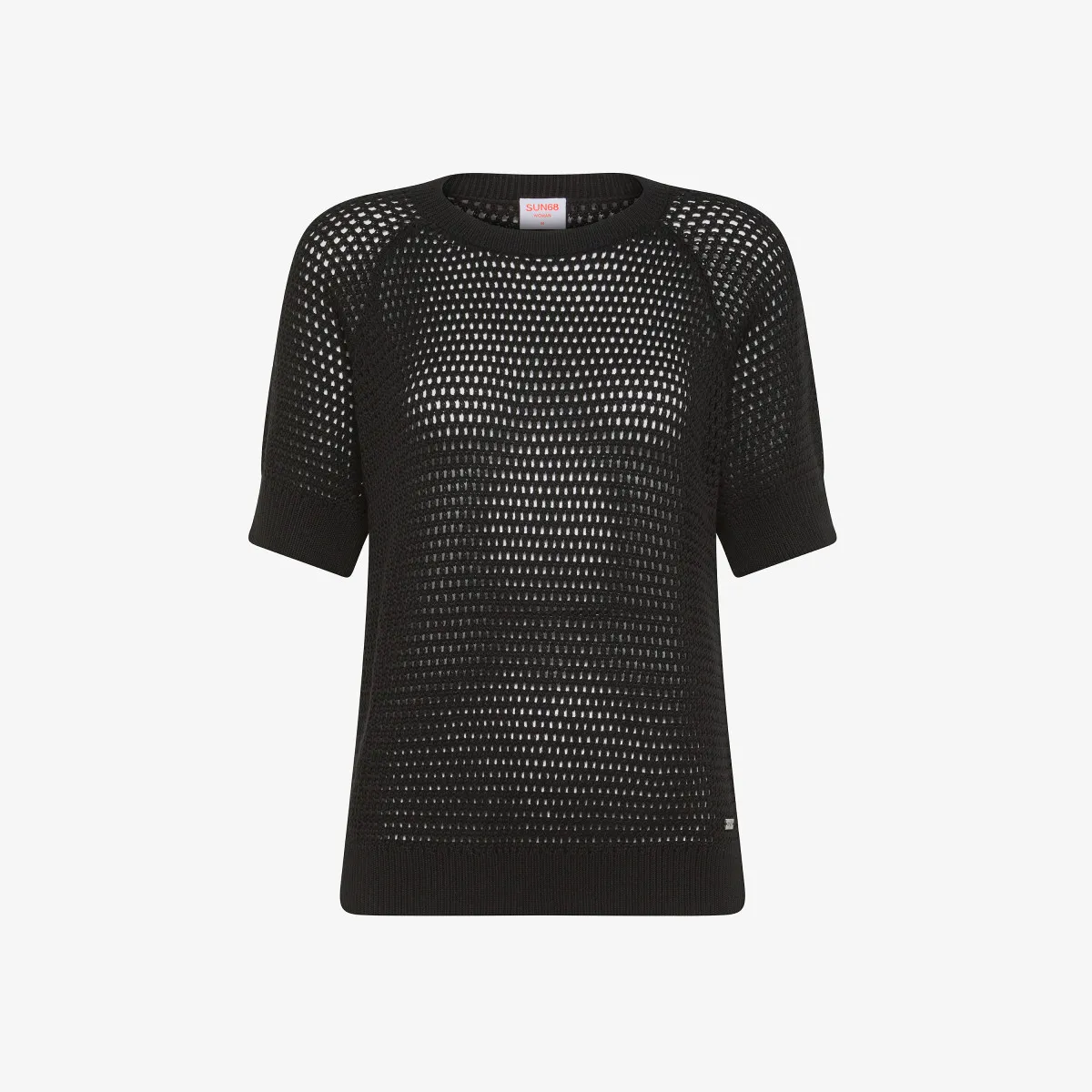ROUND NECK JACQUARD S/S NERO