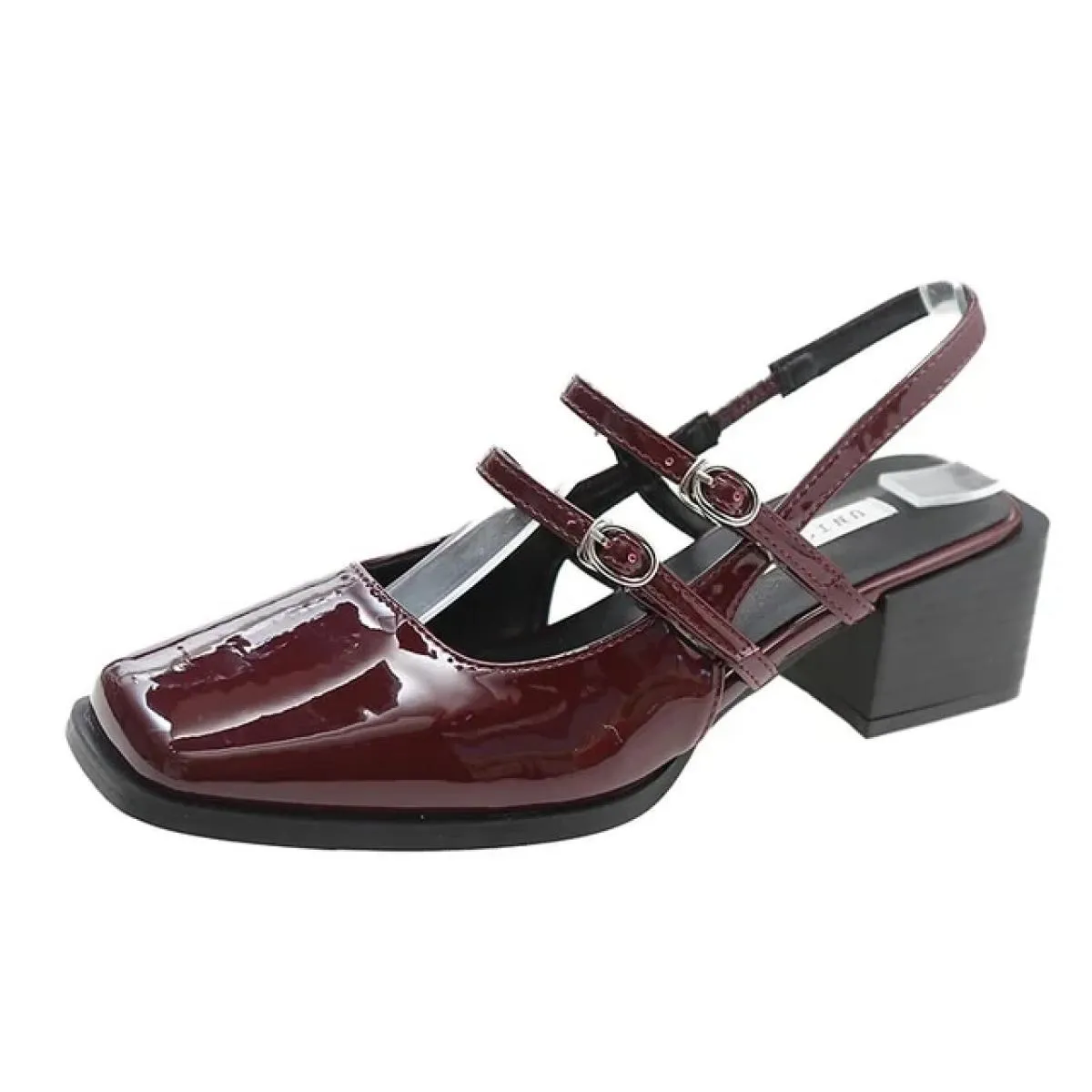Sandali da donna con tacco design estivo Sandali con fascia stretta moda Singbacks Scarpe da donna Sandali in pelle verniciata d