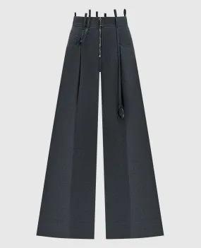 The Attico Pantaloni grigi in lana con logo metallico 248WCP148W055