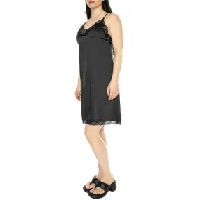 WILD PONY Vestido Corto Lencero Satinado Negro - Abito Donna Nero    